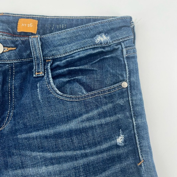 Anthropologie x Pilcro Stet Jean Bermuda Shorts Womens 26 Blue Cuffed Distressed - Picture 4 of 7